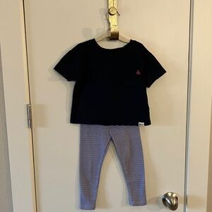 GAP Kids Dark Blue Shirt and Tea Striped Leggings